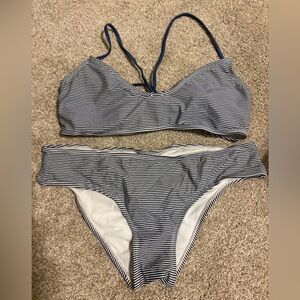 Xhilaration Navy and White Striped Bikini